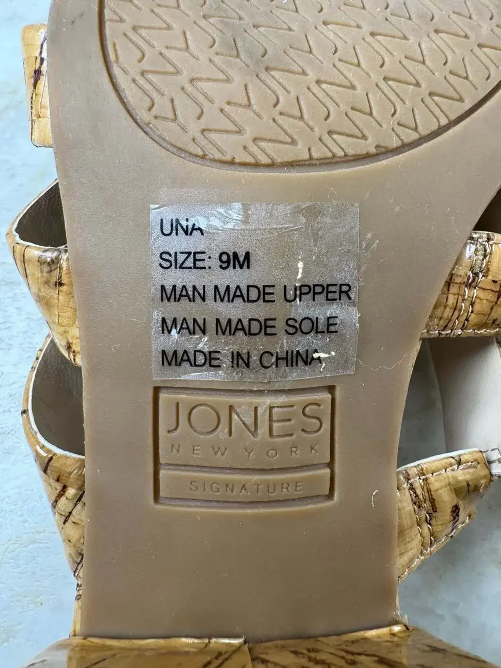 Jones New York Signature Cork Slide Sandals Block Heel Size 9M Boho Chic